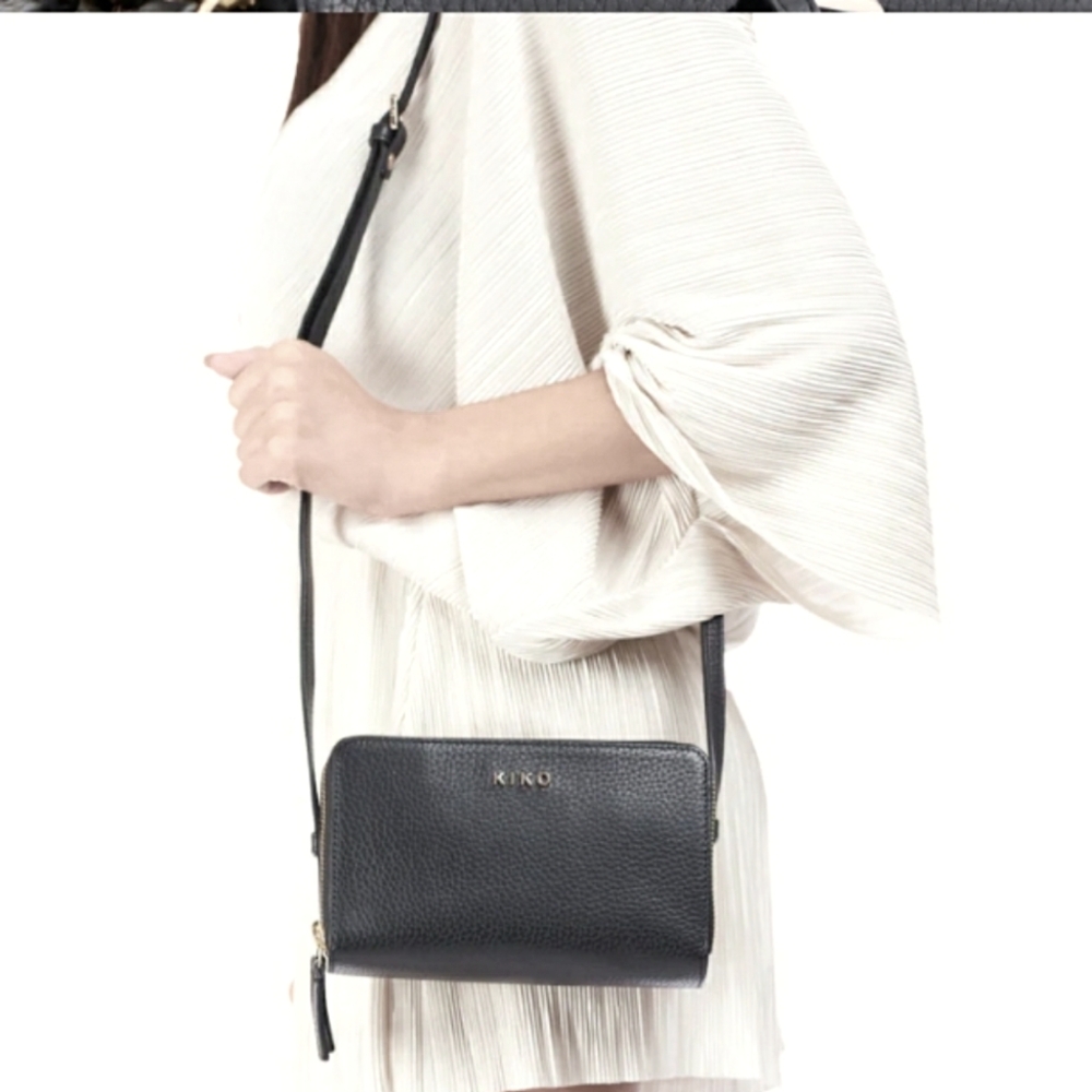 KIKO Zip‎ Around leather Crossbody. NWT. BLACK.